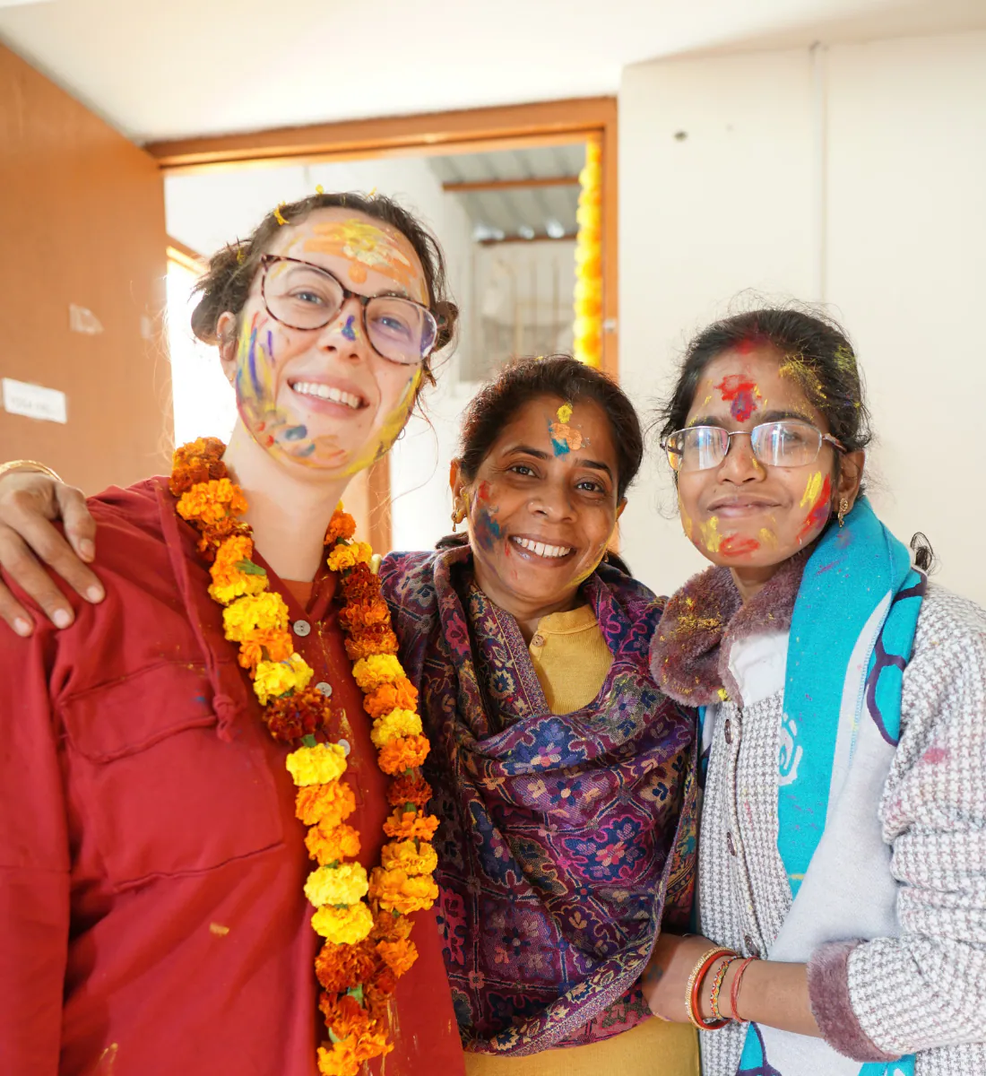 Holi festival of colors celebration with students at Siddhant School of Yoga