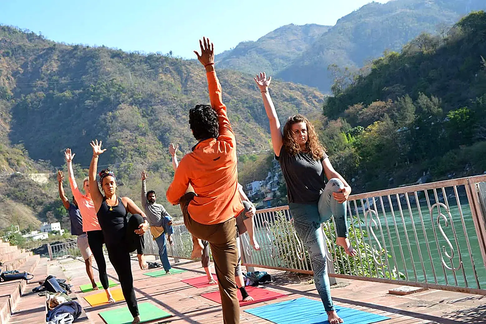 Teaching practicum group standing balance pose at Siddhant School of Yoga