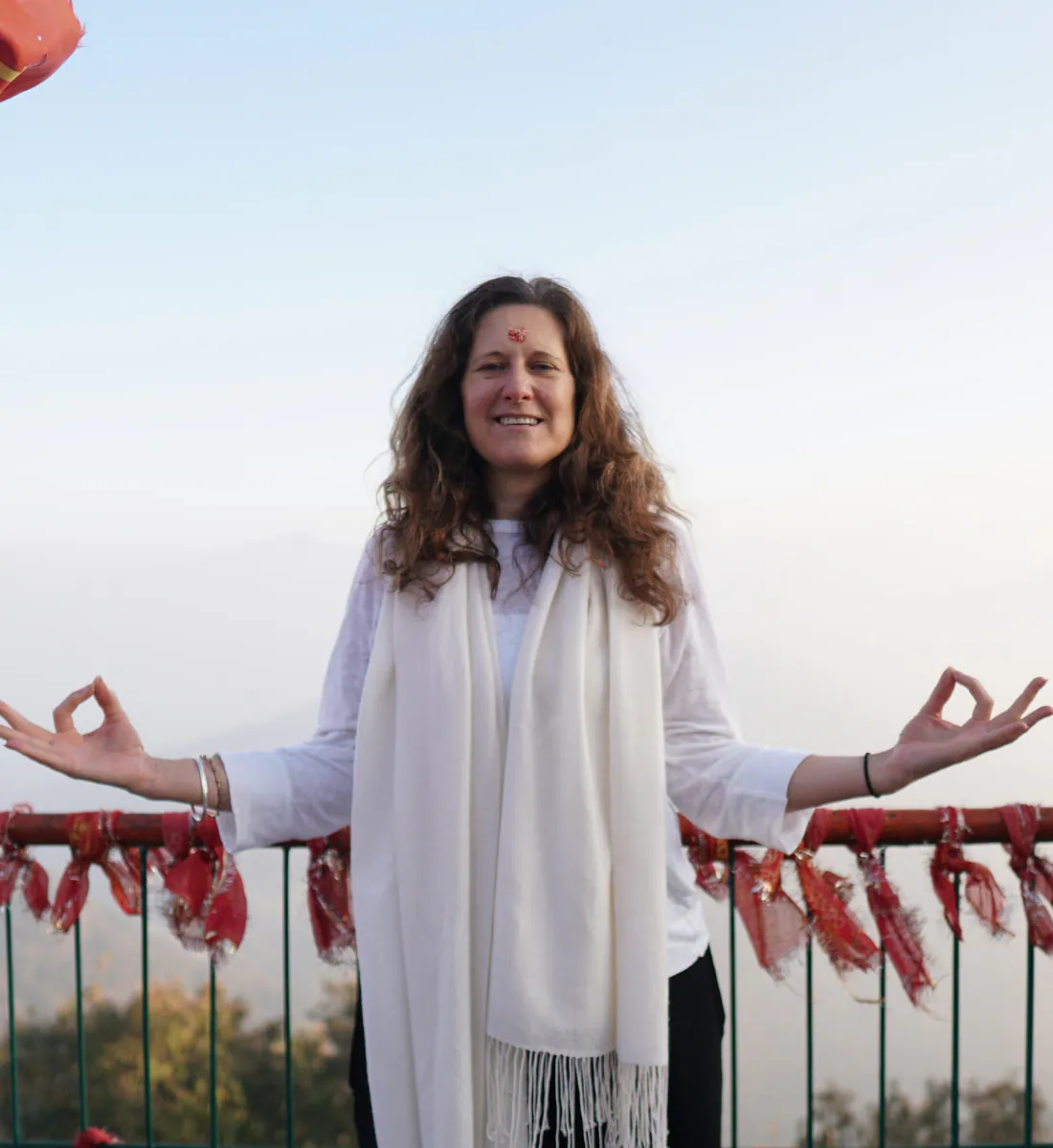 Sunrise meditation pose overlooking Rishikesh
