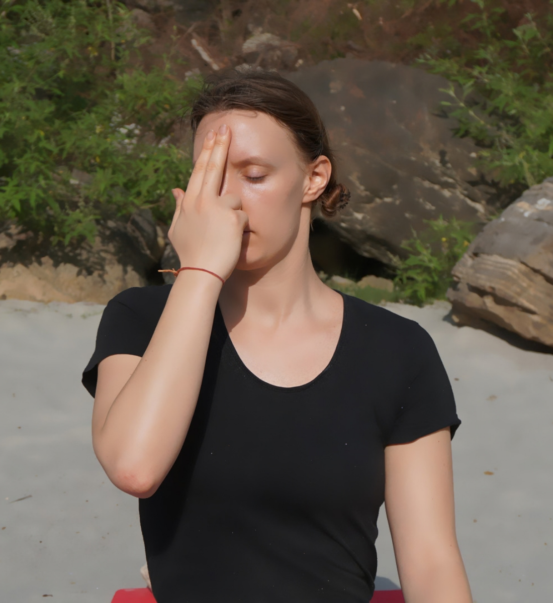 Alternate-nostril breathing practice