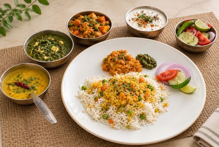 Sattvic vegetarian meals at Siddhant School of Yoga
