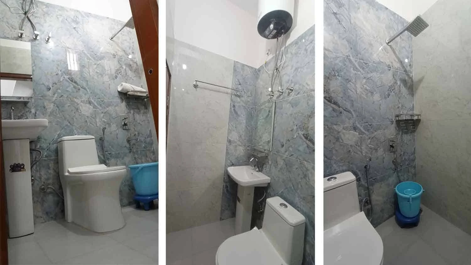 Washroom with hot water shower at Siddhant School of Yoga