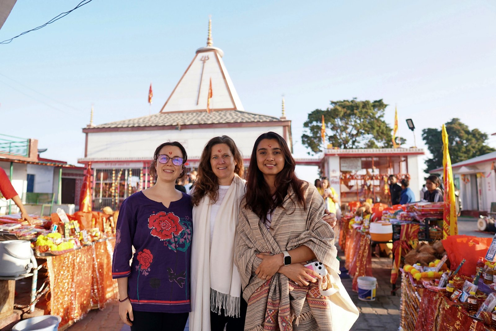 Students on a temple excursion near Rishikesh